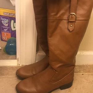 Brown mid calf boots
